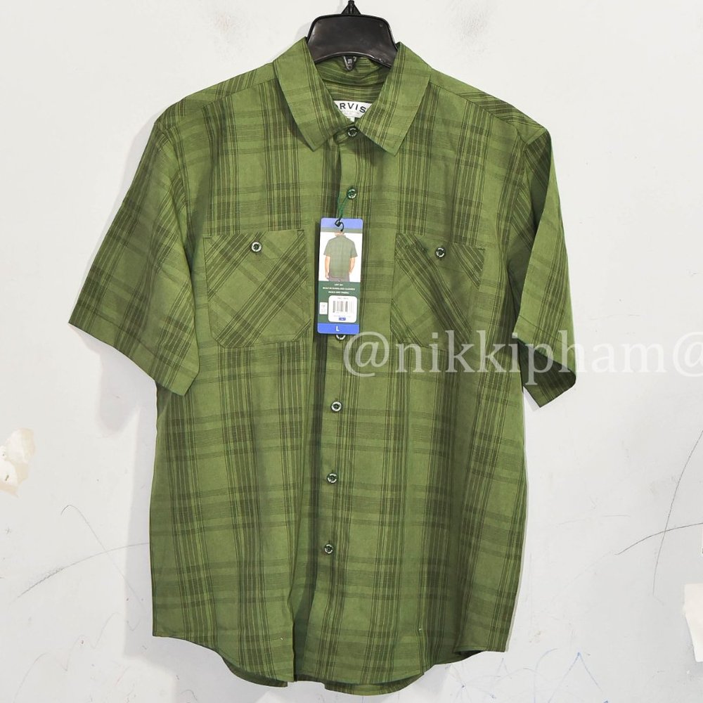 Orvis Men’s Short Sleeve Woven tech shirt in green - Picture 2 of 5
